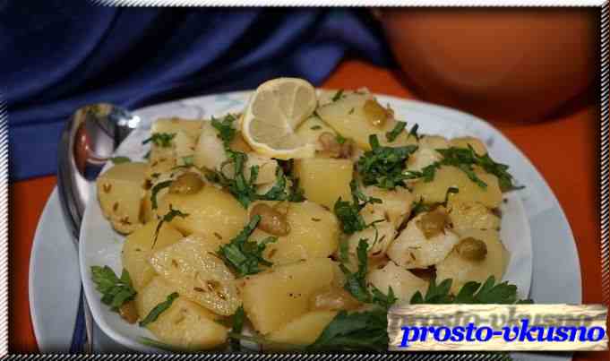 Жареный картофель с оливками